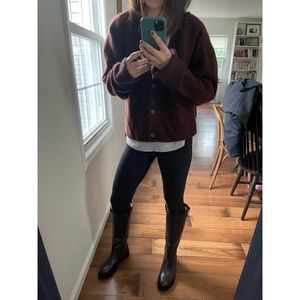 &other stories burgundy mohair cardigan size L